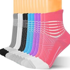 IRAMY Compression Ankle Support Socks Women - Coolmax Wicking, Cushioned Athletic, Plantar Fasciitis Relief 2/3/6 Pairs