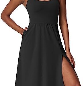 IUGA Womens Tennis Dress with Built in Shorts & Bra Adjustable Straps Athletic Dress for Golf Workout Midi Dress with Pockets