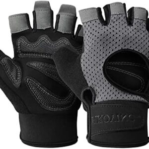 KKOYING Workout Gloves, Weight Lifting Gloves Full Palm Protection, Breathable Gym Gloves for Men and Women, Fingerless Gloves for Gym Exercise Cycling