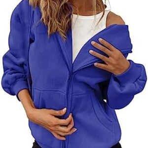 Kainawee Womens Zip Up Hoodie Oversized Cute Y2K Jacket Teen Girl Casual Drawstring Sweatshirts with Pocket Fall Coat Outfits