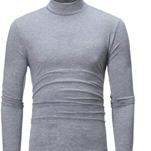 Kinple Men Mock Turtleneck Pullover Slim Fit Basic Shirt Long Sleeve Sweater Soft Undershirt Thermal Lightweight Clothes