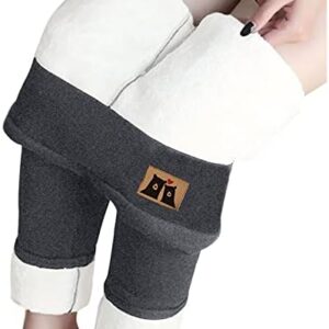 LCMTWX Fleece Lined Winter Leggings Women High Waist Thickened Solid Color Workout Pants Women Thermal Warm Winter