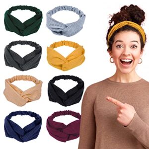 LOTUS78 Headbands for Women. Eight Pack, Soft Fabric Bands for Women's Hair. Elastic Sweat Band, Trendy Headbands. Boho Headbands for Exercise & Yoga. (Rising pink)