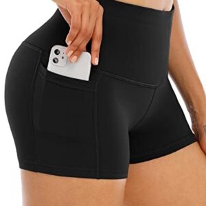 LZYVOO Spandex Shorts for Women with Pockets,Women's High Waisted Yoga Workout Booty Shorts