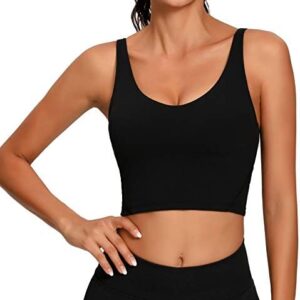 Lemedy Women Sports Bra Longline Crop Tank Top Padded Workout Running Yoga