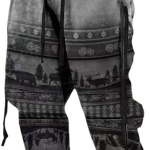 Men's Aztec Graphic Joggers Drawstring Tapered Sweatpants Elastic Waist Casual Pants Trousers Native American Pants