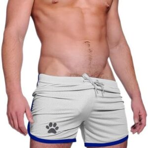 Men's Running Shorts Breathing Athletic Gym Mesh Shorts Solid Dog Paw Gym Workout Shorts Bodybuilding Jogging Short