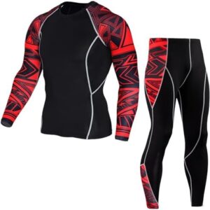 Men's Sports Running Set Compression Shirt Pants Skin-Tight Long Sleeve Quick Dry Fitness Tracksuit Gym Workout Suit