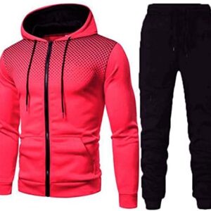 Mens Tracksuit 2 Piece Hoodie, Men's Casual Tracksuit Long Sleeve Full-Zip Athletic Running Jogging Sweatsuit Sets