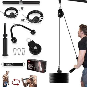 Mikolo Fitness LAT and Lift Pulley System, Dual Cable Machine(70'' and 90'') with Upgraded Loading Pin for Triceps Pull Down, Biceps Curl, Back, Forearm, Shoulder-Home Gym Equipment(Patent)