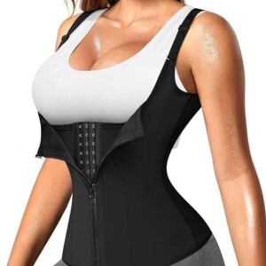 Nebility Waist Trainer for Women Corset Shapewear with Zipper Women's Waist Cincher Tank Top with Adjustable Straps