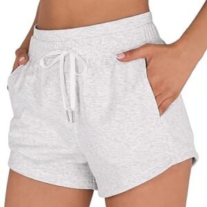 ODODOS Women's Sweat Shorts with Pockets Cotton French Terry Drawstring Summer Workout Casual Lounge Shorts