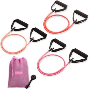 Peach Bands Resistance Tube Bands Set - Exercise Bands with Handles, Door Anchor and Workout Guide