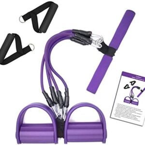 Pedal Resistance Band, 4-Tube Elastic Pull Rope, Sit-up Equipment, Yoga Strap Bodybuilding Expander, Exercise Bands, Fitness Equipment for Abdomen, Waist, Arm, Leg Stretching Slimming Training