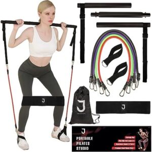 Pilates Bar Take Care of Your Body Fitness, Portable Pilates Bar Kit for Men and Women with Resistance Bands, Home Gym Workouts Stainless Steel Pilates, Flexbands Kit for Full Body Shaping