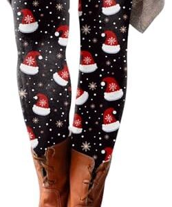 Plus Size Fleece Lined Leggings Women Splash Printed Soft Stretchy Pants High Waisted Novelty Lined Thermal Cold