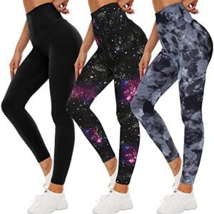 QGGQDD 3 Pack Black High Waisted Leggings for Women - Soft Workout Yoga Athletic Leggings