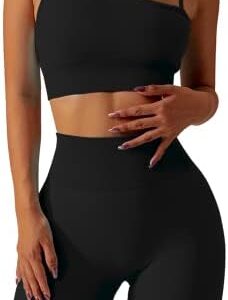 QINSEN Workout Sets for Women Seamless Sports Crop Tops High Waisted Leggings Two Piece Outfits