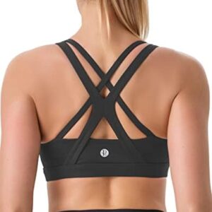 RUNNING GIRL Sports Bra for Women, Medium-High Support Criss-Cross Back Strappy Padded Sports Bras Supportive Workout Tops