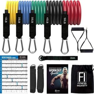 Resistance Bands Set - 5-Piece Exercise Bands - Portable Home Gym Accessories - Stackable Up to 150 lbs - Perfect Muscle Builder for Weights, Dumbbells