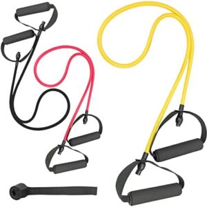 Rhinenet 3PCS Resistance Bands with Handles Strength Bands Exercise Bands Set with Handles Elastic Bands Workout Bands for Working Out Strength Training Muscle Toning Door Anchor and Workout Guide