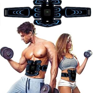 SHENGMI Abs Muscle Training Belt, Abs Muscle Trainer,Muscle Toner, Portable Rechargeable Gym Abs Workout with 8 Modes and 18 Intensities Fitness Trainer for Men and Woman Equipment blue