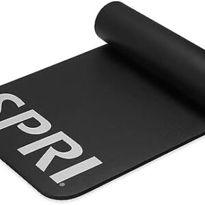 SPRI 12mm Pro Fitness Matt - Thick Exercise Mat for Floor Workouts, Sit-Ups, Push-Ups, Stretching, Toning, and General Fitness - Non-Slip Texture, Cushioned, Portable Rolling Mat with Carrying Strap