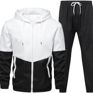 SUERGHWAX Men'S Tracksuit,2 Pieces Zipper Sweatshirt Sweatsuit Sets Casual Jogging Fitness Jacket& Sweatpants Suits