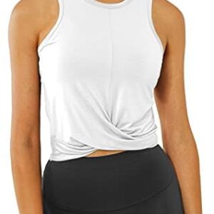 Sanutch Cropped Workout Top Athletic Twist Front Tank Tops Loose Crop Top Fitness for Women