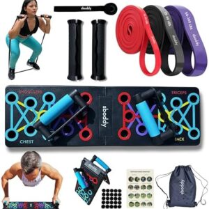 Sboddy Resistance Bands with Handles & Push Up Board, Tension 175 LBS, Perfect Calisthenics Equipment Quadropress with Reinforced Pushup Handles & Bars for Floor, Portable Gym & Exercise Equipment for Travel or Home