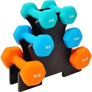 Signature Fitness Rubber Coated Hex Dumbbell Weight Set and Storage Rack, Multiple Packages