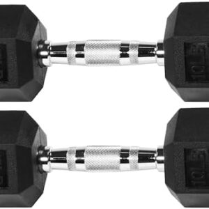 Signature Fitness Rubber Encased Hex Dumbbell, Pairs or Sets, Multiple Packages