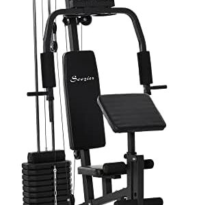 Soozier Multifunction Home Gym System, Workout Station with 99Lbs Weight Stack, for Full Body Exercise