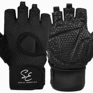 Special Essentials Weightlifting Gloves for Men & Women - Fingerless Workout Gym Gloves with Non-Slip Padding for Exercise, Cycling & Training