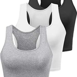 Sports Crop Tank Tops for Women Cropped Workout Tops Racerback Running Yoga Tanks Cotton Sleeveless Gym Shirts 3 Pack