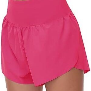 THE GYM PEOPLE Women's High Waisted Running Shorts Mesh Liner Side Split Workout Shorts Zipper Pocket