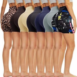 TNNZEET 7 Pack Biker Shorts for Women –Gym Workout Volleyball Running Spandex Black Shorts