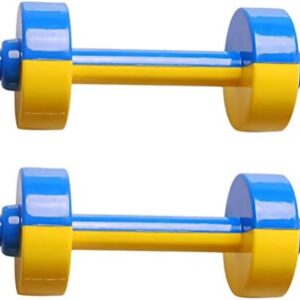 TOYANDONA 1 Pair Kids Dumbbells Toy Plastic Hand Barbells Gym Morning Exercise Fitness Sport Toy Pet Chew Toy For Children Toddlers (Red+Yellow)