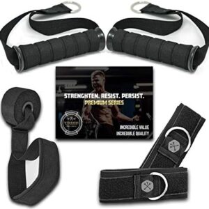 TRIBE Resistance Bands Accessories Equipment System for Home Gym, Exercise, Workout, Tube Bands & Cable Machines. Premium Ankle Straps, Door Anchor & Cushioned Handles. Heavy Duty Handle & Attachments