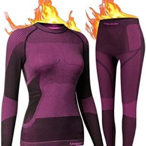 UNIQUEBELLA Womens Thermal Underwear, Thermal Base Layers Women - Ski Wear Ladies Compression Athletic Long Johns Skins Set