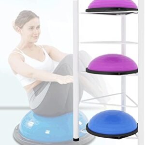 White Half Circle Balance Ball Storage Shelf 5 Tier, Small Space Saver Workout Equipment Organizer Holder, Private Education Fitness Equipment