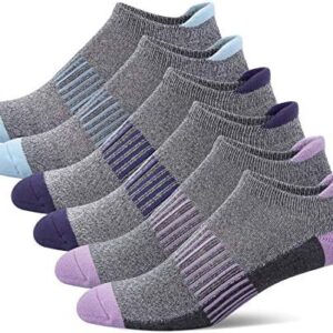 Women's Athletic Ankle Socks with Heel Tab, Premium Cotton, Soft Cushion, Reinforced Toe, Arch Support, Pack of 6