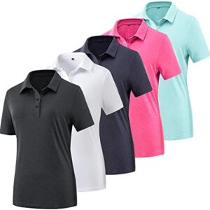 Women's Golf Polo Shirts Lightweight Moisture Wicking Short Sleeve Shirt Quick Dry Athletic Tennis Tops