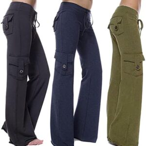 Womens High Waisted Bootcut Yoga Pants,Wide Leg Pants Plus Size Cargo Pants with Pockets Gym Athletic Workout Pants 2023