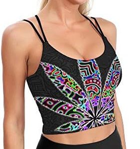 Women's Sport Tank Top Tropical Pineapple Jungle Flamingo Fitness Camisole Crop Top Longline Padded Bra -