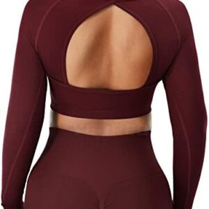 YEOREO Amplify Seamless Long Sleeve Crop Gym Shirts for Women Workout Yoga Tops