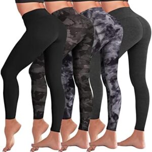 iceROSE 4 Pack Leggings for Women, High Waisted Soft Black Yoga Leggings for Workout Maternity