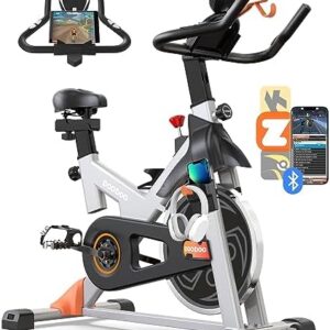 pooboo Exercise Bike, Adjustable Magnetic Resistance Silent Belt Drive, Indoor Cycling Bike for Home Cardio Gym, Fitness Stationary Bike Machine with 350lbs/300lbs Weight Capacity, Monitor with Pulse & Ipad Mount &Upgraded Version Seat