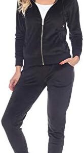 white mark Women's 2-Piece Velour Tracksuit Jogger Outfit Activewear Set