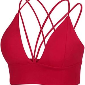 MotoRun Padded Strappy Sports Bras for Women Criss Cross Back Medium Support Workout Running Yoga Bra